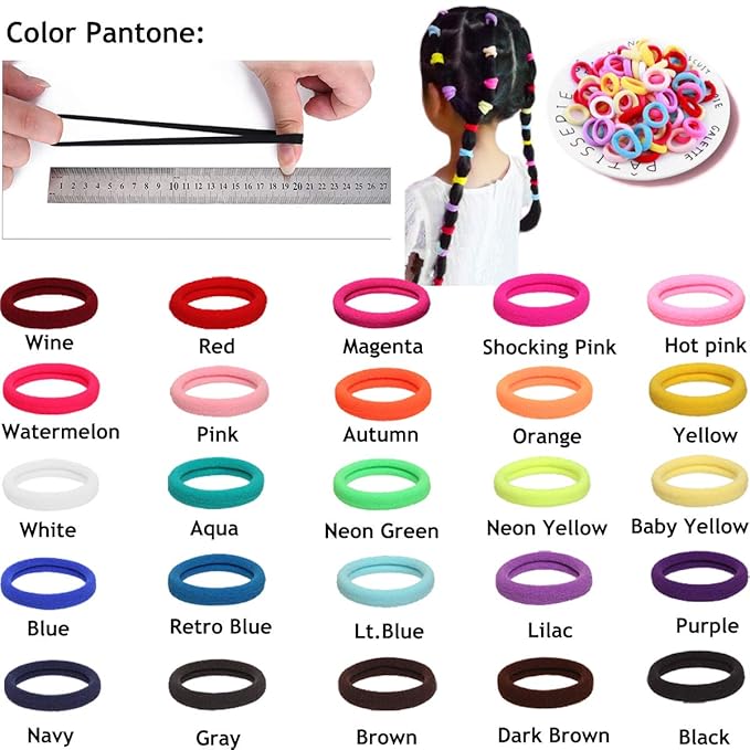 CÉLLOT 100PCS Elastic Hair Ties, 4cm Diameter Seamless Nylon Bands, Normal Ponytail Holders for Women & Children