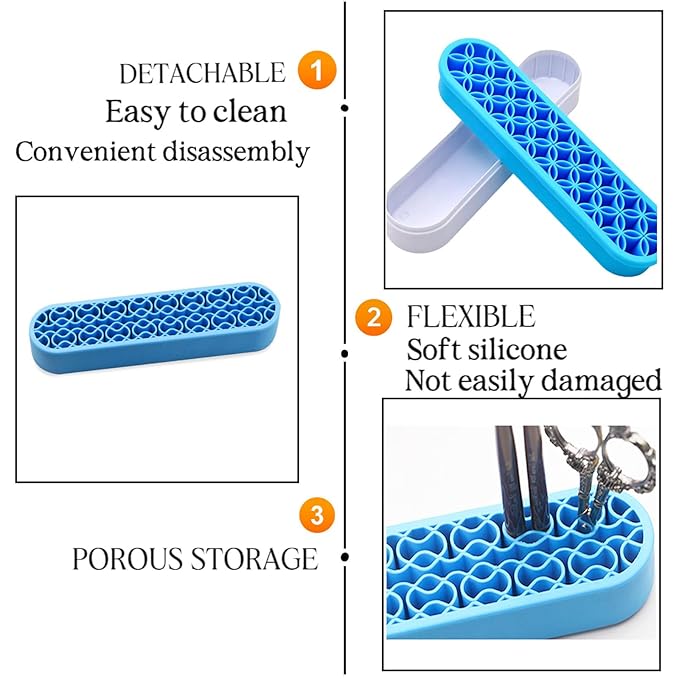 TANG SONG 2 PCS Silicone Make up Brush Holder Cosmetic Storage Box Desktop Organizers (Blue)