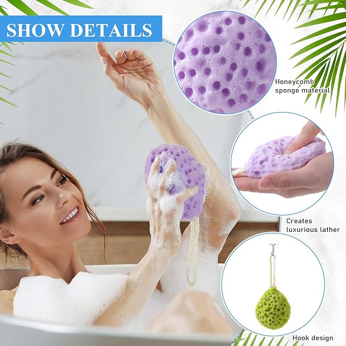36 Pcs Bath Sponge Deep Cleansing Body Loofah Gentle and Deep Exfoliating Body Scrubber Bath Accessories Men Women Baby Sponge for Bathing Shower (Stylish Color)