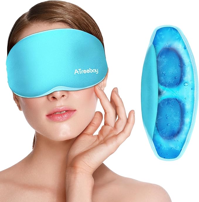 Cooling Eye Mask, Cold Eye Mask for Puffiness, Reusable Ice Eye Masks for Dark Circles, Puffy Eyes, Relieve Migraines and Headaches with Gel Eye Masks Therapy, Long-Lasting Comfort (Light Blue of 3D)