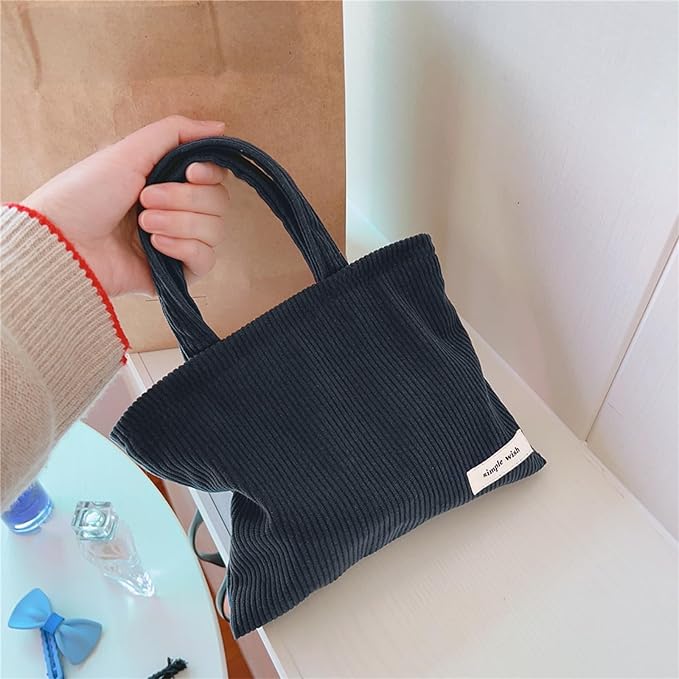 Wudygirl Makeup Bag Travel Cosmetic Bag for Women Small Makeup Pouch with Handle Zipper Cosmetic Pouch Handbag Aesthetic (Navy Blue)