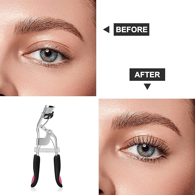 Eyelash Curler with Comb Fit All Eye Shape Curved Eyelash Curlers,Natural and Long Lasting Lash Curler for Women Make Up Gift(Black)