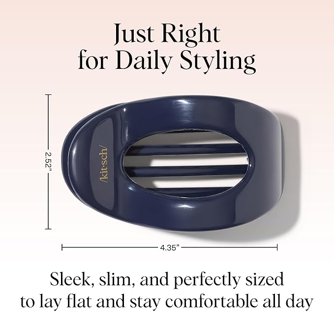 Kitsch Large Flat Claw Clips for Women - Stylish Flat Hair Clips, Strong Hold for Thick & Fine Hair | Non-Slip for Secure, Comfortable All-Day Wear | Ideal Gifts for Women - Blue Orchid