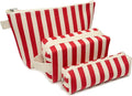 3 Pcs Makeup Bag Set Striped Canvas Purse Cosmetic Bag For Women Travel Toiletry Pouch Organizer pencil case (Red-White)