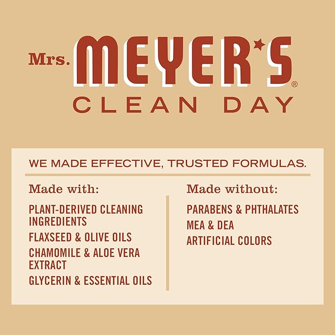 MRS. MEYER'S CLEAN DAY Moisturizing Body Wash for Women and Men, Shower Gel Formula Made with Essential Oils, Oat Blossom, 16 oz Bottle, Pack of 3
