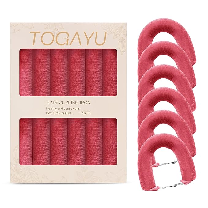 Heatless Curls Overnight Set - Jumbo Overnight Hair Curlers to Sleep In, Soft Velvet Hair Rollers for Women, No Damage Curls Styling Tools 6pcs