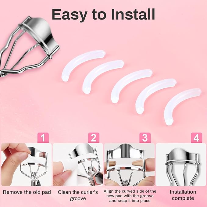 40pcs Eyelash Curler Refills - Transparent Silicone Eye Lash Curler Rubber Refill Pads Rizador De PestañAs Replacement Pads for Universal Eyelash Curler Eyelashes Accessories with Storage Box