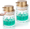 Bathroom Glass Soap Dispenser with Durable Rust-Proof Plastic Foam Pump Hand Lotion Dispenser Antislip Shampoo Kitchen 10oz 2 Pack