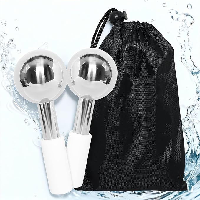 Ice Globes for Face & Eyes Unbreakable 304 Stainless Steel Cryo Sticks for Men Women Facials Skin Care for Puffiness Sagging Skin Fine Lines and Facial Relaxation
