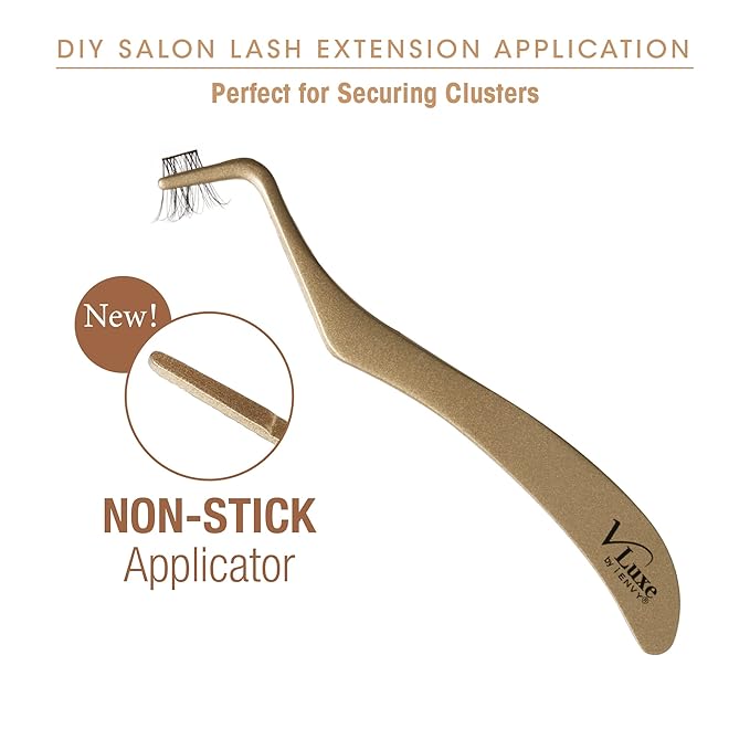 V Luxe Extended Collection Non Stick Lash Applicator Mistake-Proof Artificial Lash Placement – Ergonomically Designed Handle to Easily Build Your Featherlight Synthetic Reusable Eyelash Clusters