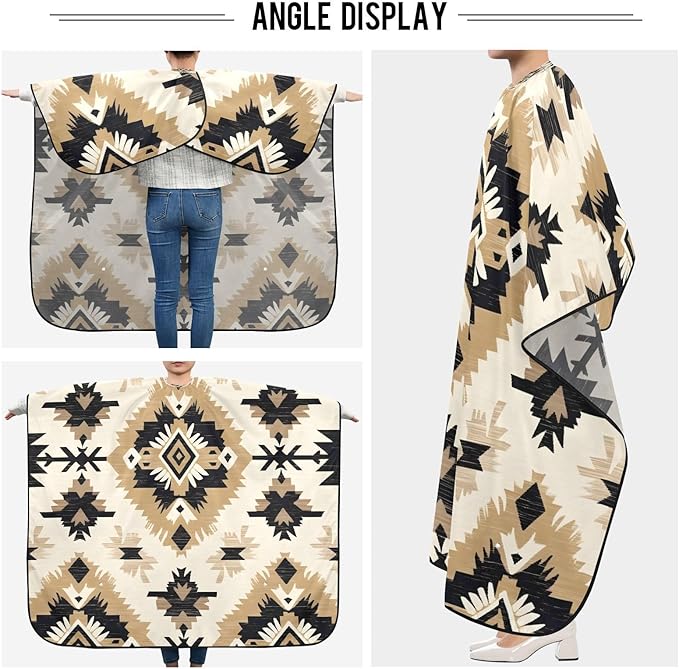 Native American Tapestry Patterans Barber Cape Waterproof Polyester Hair Cutting Salon Cape Adjustable Neckline Hair Hair Cutting Beard Hairdressing Cape Accessories 55×64 Inch