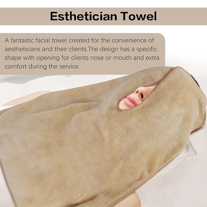 SINLAND Microfiber Esthetician Towels for Facials Mask Removing Face Wrap Soft Facial Cloth with Split Design Spa Towels for Facial Steam Massage and Cleansing