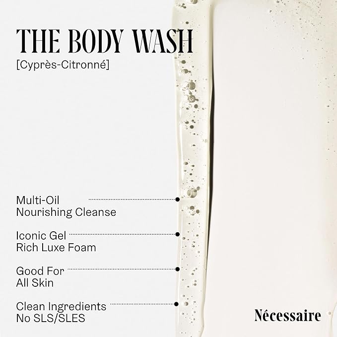 Nécessaire The Body Wash Cyprès-Citronné - Multi-Oil Shower Gel Body Wash for Women + Men. Non-Comedogenic + Hypoallergenic for Sensitive Skin with Niacinamide. 500ml/16.9 fl oz