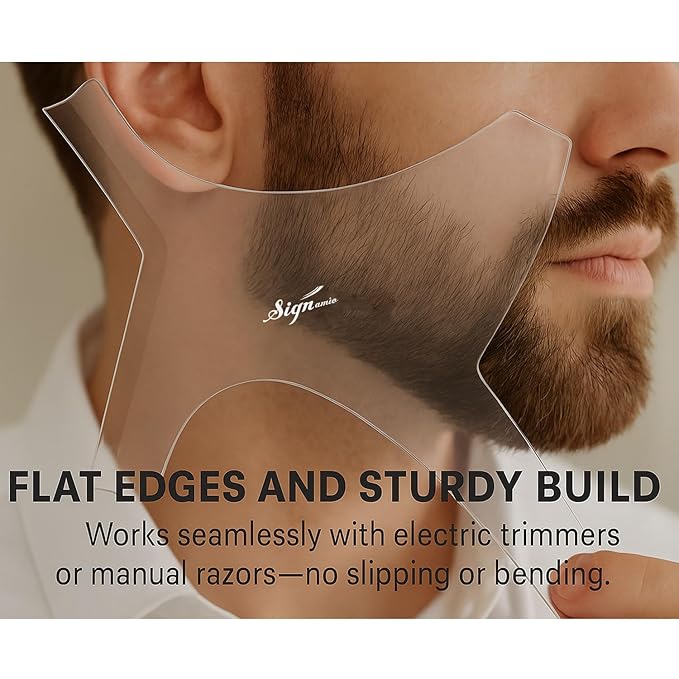 SIGNAMIO® All In One Multipurpose Clear Shaper - Beard Shaper Kit - Premium Shaping Tool - 100% Clear | Many Styles - The Ultimate Beard/Hair Lineup - Pack-1