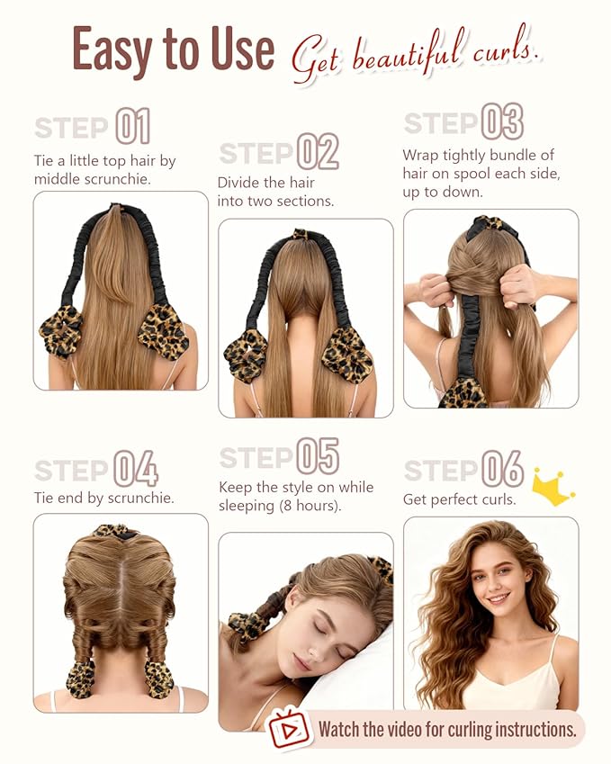BONNET QUEEN Heatless Hair Curler for Heatless Curls Overnight, All-in-One Sleepy Tie Satin Curling Rod, Hair Curlers to Sleep In, Overnight Blowout Rods, Hair Rollers for Women Long Hair
