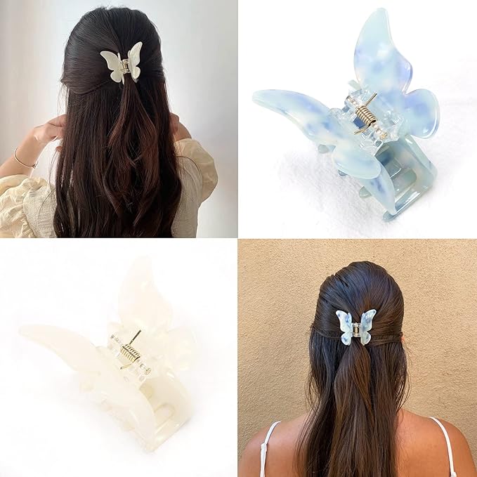 NAISIER Hair Claw Butterfly Tortoise Shell Hair Claw Clips Jaw Clips 2.3 inch Girls Butterfly Hair Clips,Hair Clips Hair Accessories for Girls and Women. (Mixed color, 6 pack)