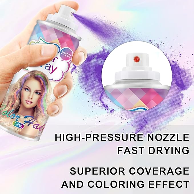 Temporary Hair Color Spray, Purple One-Time Use Hair Color Dye for Women and Kids, Disposable Natural Hair Dye-On 1-Day Washable for Cosplay Party DIY,Christmas Party, Halloween (Purple)