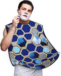 Blue Hexagons And Diamond Print Beard Bib Apron For Men, Beard Hair Catcher For Men Shaving Trimming,Beard Cape Cloth
