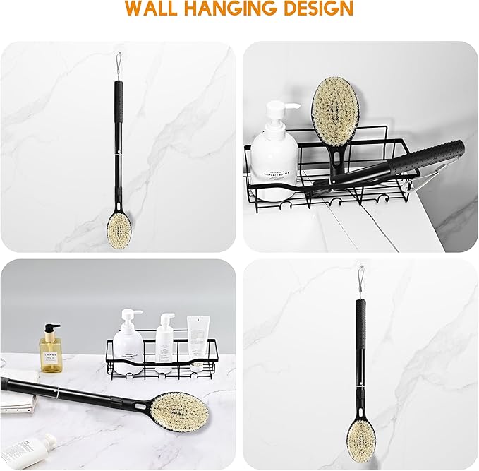 Back Scrubber for Shower, 17.52" - 25.6" Detachable Bath Brush, Back Scrubber, Exfoliation and Improved Skin Health for Elderly with Limited Arm Movement, Disabled