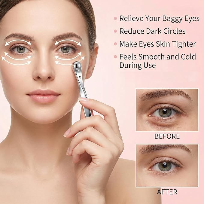 6Pack Metal Eye Cream Applicator, Roller Ball Scraper Massage Stick Tool for Reducing Depuffer Puffiness Eye Massage Tool