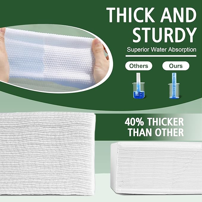 Disposable Face Towels 600 Count, Biodegradable Ultra Soft & Thick Facial Towels for Sensitive Skin, Lint-Free Makeup Remover Dry Wipes, Multi-Purpose Cleansing Towelettes for Face Wipes, Skincare
