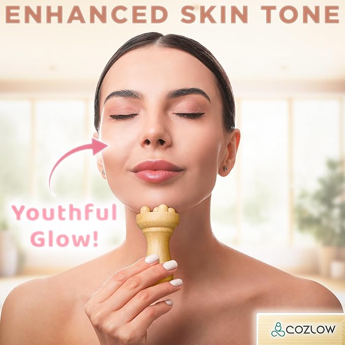 COZLOW Gua Sha Facial Massage Tools (5 Piece Set), Wooden Face Massage Therapy Kit for Face Lifting, Lymphatic Drainage, Skin Care & Anti-Aging