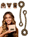 BONNET QUEEN Heatless Hair Curler Set (2Pcs), Heatless Curls Overnight with Satin Hair Rollers, All-in-One Curling Rod for Hair Curlers to Sleep In, Leopard(For Bouncy Curls)