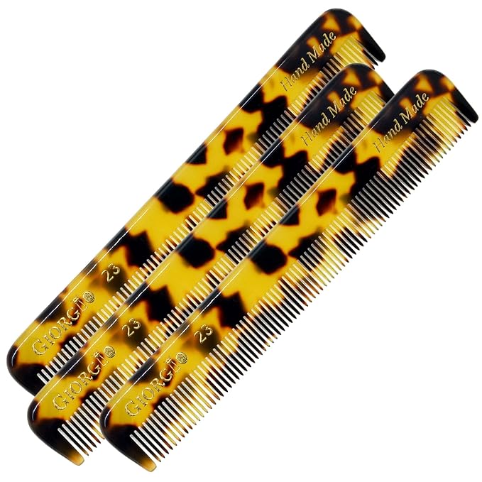 Giorgio G23 Handmade Fine Tooth Pocket Comb for Men, Mustache and Beard Comb for Men, Travel Combs for Everyday Grooming or Styling Hair, Saw Cut and Hand Polished (4.6")