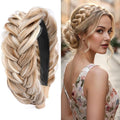 DIGUAN Wide Messy Braided Headband With Teeth Synthetic Hair Plaited Headband High Elasticity Braids Fishtail Braided Hair Band Hairpiece for Girls Women (Sandy Blonde)