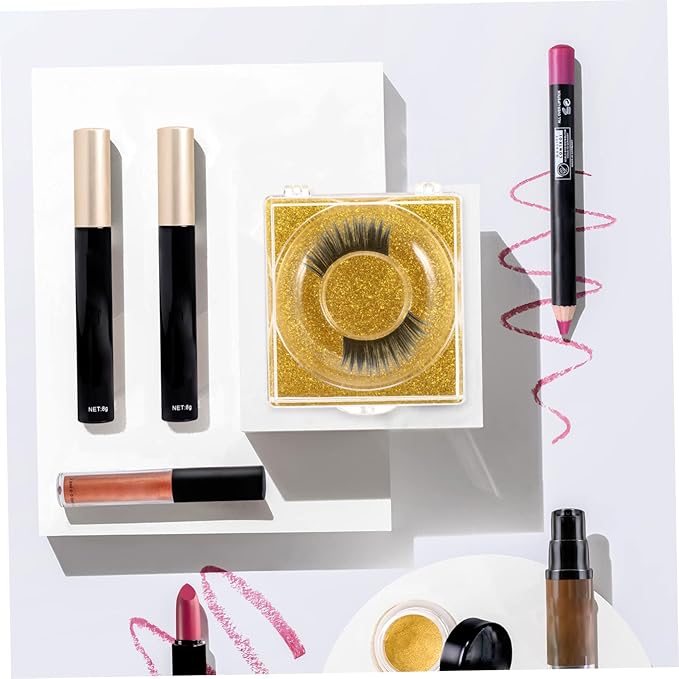 6pcs Glitter Square Eyelash Packaging Boxes Transparent Lash Storage Cases with Shiny Bottom Cards Lightweight Holders for Easy Eyelash Organization and Display