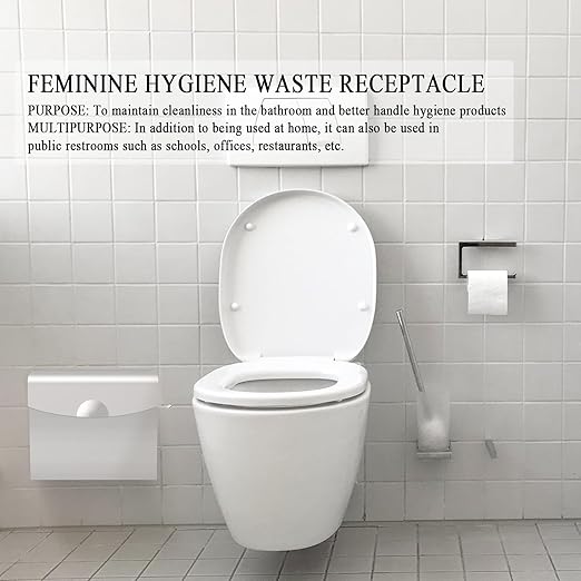 Sanitary Napkin Receptacle with Hygiene Disposal Bags and Trash Bag, 9.4x7.8x3.5 inches Stainless Steel Wall Mounted Feminine Hygiene Bin for Bathroom, Office (Silver)