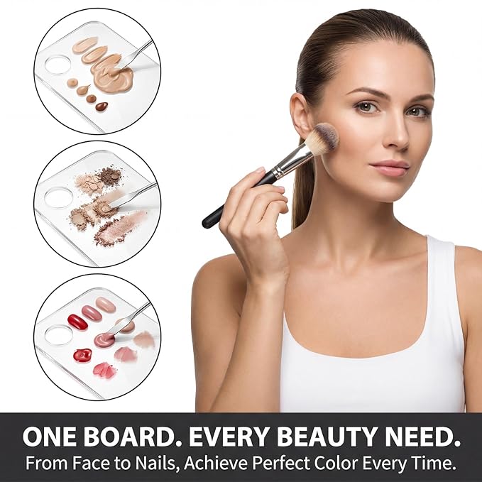 4Pcs Makeup Mixing Palette Set, Acrylic Foundation Palette with Spatula Tool, Professional Makeup Mixing Tray for Women Girls Blending Eye Shadow Lipsticks Nail Art Beauty Salon