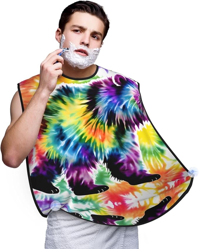 Beautiful Peacock Print Beard Bib Shaving Apron, Beard Hair Trimming Cape Gift For Dad