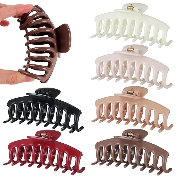 6 PCS Soft Silicone Cloud Hair Claw Clips, Flexible Cozy and Non Damaging to Hair, Not Easily Breakable, 4.2 Inch Large Hair Claw Clips for Women & Girls (Multicolored-6PCS)