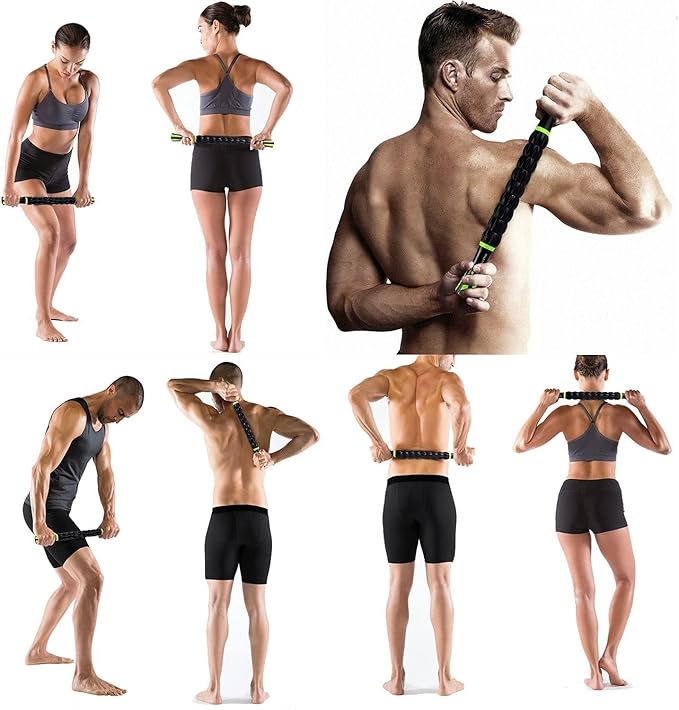 Sportneer Muscle Roller Stick - Massage Stick for Athletes - Reducing Soreness and Muscle Strain, Soothing Legs Cramps - Physical Therapy & Body Recovery - Black Green
