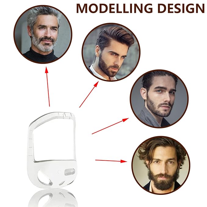 Beard Shaper, Versatile Beard Styling, Beard Template, Goatee Shaper, 5 Templates Included, Portable Design, 10 x 8.3 x 5.3 cm, Clear