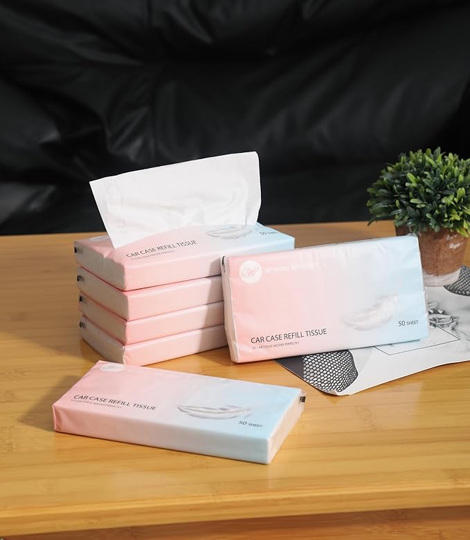 Car Tissue Refills Facial Tissues Refills for Car Visor Tissue Holder, Travel Tissue Tubes Box Container Perfect Fit Car Cup Holders