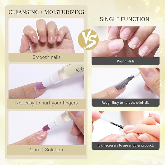 Ceramic Cuticle Pusher & Oil Pen, 2ml Rose/Lavender/Fragrance Free Scented Nail Care Pen, Gentle Cuticle Remover for Dry & Damaged Nails, Moisturize Strengthen Brighten (Beige3.0)