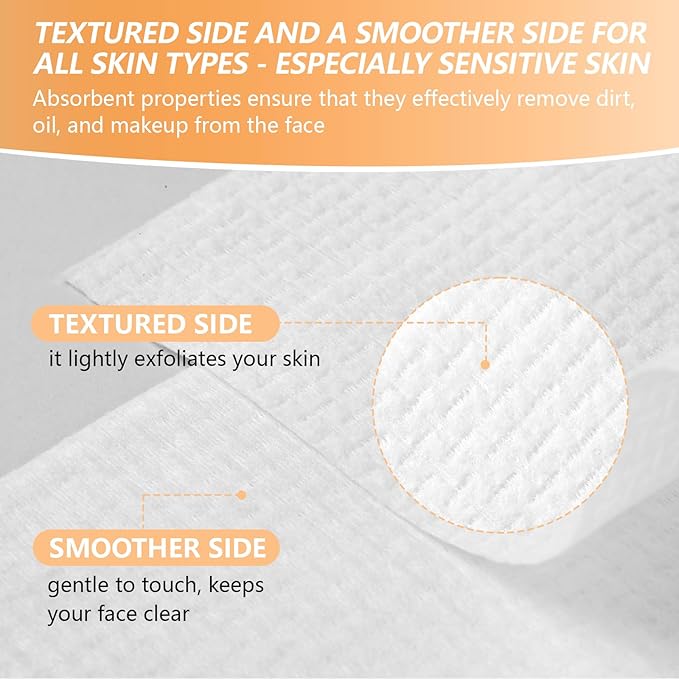Disposable Face Towel with Bamboo Drawer Storage Box - Face Towelettes Disposable XL, Facial Towels Disposable, Makeup Organizer for Clean Towels, Makeup Remover Dry Wipes Washcloths 50 Ct