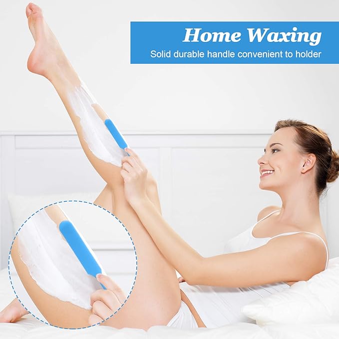 Patelai Non Stick Wax Spatulas Silicone Waxing Sticks Waxing Applicator Hair Removal Large Reusable Scraper Large Area Hard Wax Sticks for Home Salon Body Use Mixing Resin(Blue)