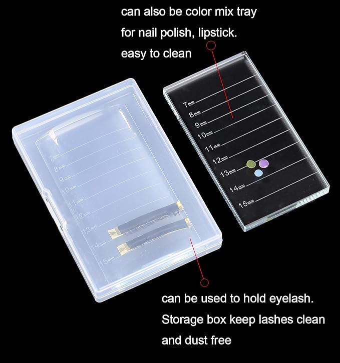 Eyelash Extension Crystal Pallet Lash Holder Tray Bigger Size with Storage Case 4.3x2.4 Inch,7-15 mm