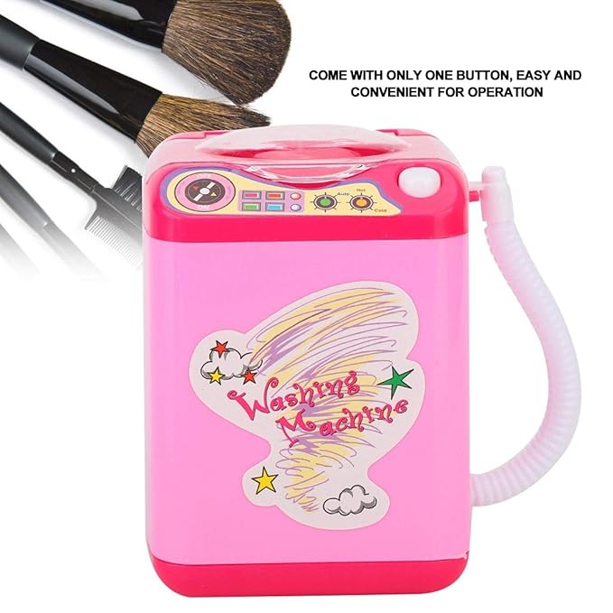 Makeup Washing Machine, Simulation Mini Makeup Brush Cleaner Electric Make Up Sponge Puff Cleaner Device Automatic Cosmetic Tool for Girls and Women