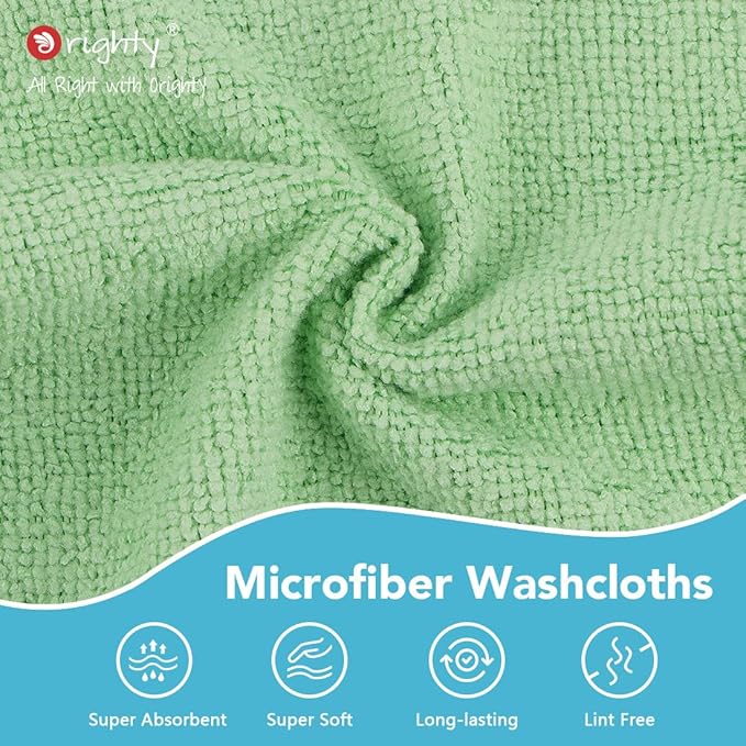 Orighty Washcloths, 20 Pack Microfiber Face Towels, Highly Absorbent and Soft Feel Wash Cloths & Hand Towels for Bathroom, Hotel, Spa, and Gym, 11.5x11.5 Inch, Multicolor