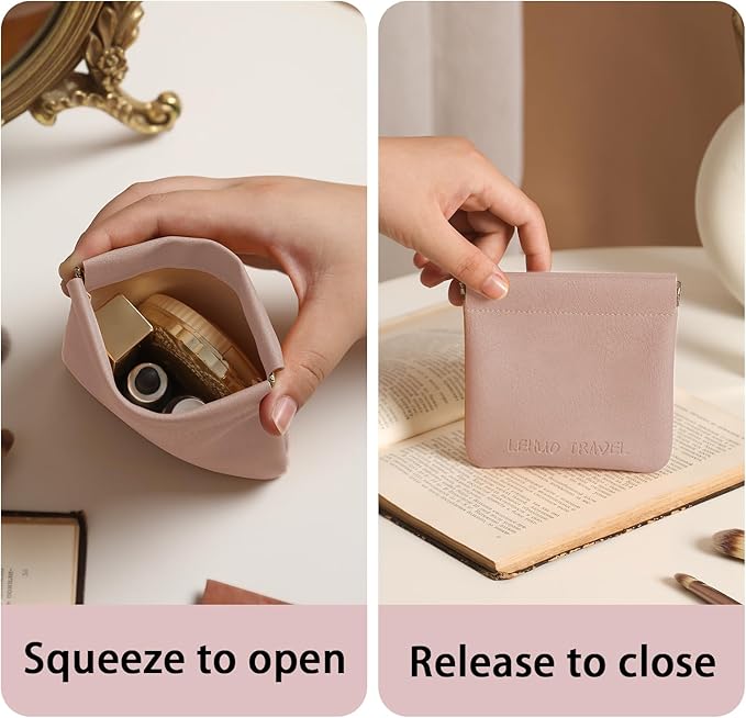RIGHT AWAY 3 PCS Small Makeup Bag for Purse,Mini Cosmetic Organizer Make Up Bag for Women,Squeeze Coin Purse Pouch,Portable Tiny Makeup Pouches for Cosmetic Accessories,Lipstick, Jewelry, Card, Coins