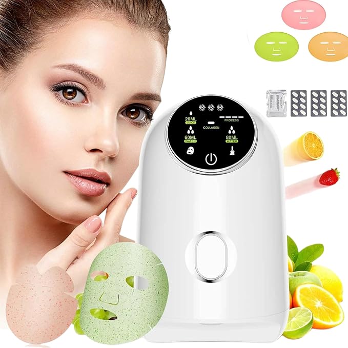 Face Mask Maker Updated Facial Mask Machine with 32pcs Collagen Pills Make Face Masks Kit Home Automatic DIY Face Mask Maker, Facial Cream Maker Gifts for Women Girls