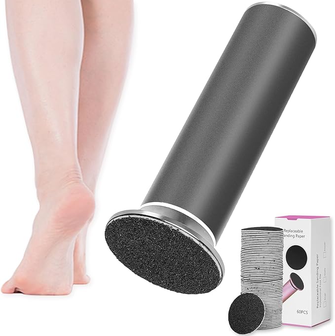 Dermawave Electric Foot File Callus Remover for Feet, Professional Electric Foot Sander Filer Grinder with 60 Sandpaper Discs for Men & Women, Pedicure Tool for Corn Dead Skin Cracked Heel