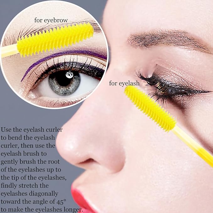 BIHRTC 100PCS Eyelashs Brush Mascara Wands Disposable Lip Applicators liner Brushes Makeup Tools Lip Brushes Eyelash Spoolies for Women Girls Salon Beauty Cosmetic Make Up Tool