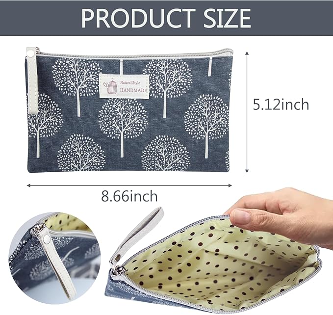 3 Pcs Canvas Bag Multi-Function Small Zipper Pouch Cute Travel Bag for Women