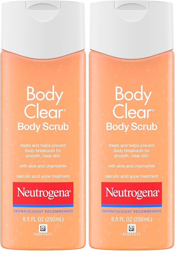 Neutrogena Body Scrub, Oil Free, Acne | With Salicylic Acid | For Back, Chest & Shoulders | 8.5 fl. oz | Pack of 2
