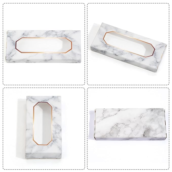 MAGEFY 30 Pieces Eyelashes Packaging Box, Empty Eyelash Boxes Lash Box Packaging Marble Paper Eyelash Storage Box Soft Paper Lash Case